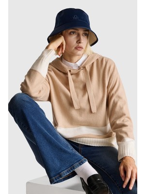 United Colors Of Benetton Bej Kadın / Kız Kdn_yün ve Kaşmir Karışımlı Kapüşonlu Kazak Model Kodu: 102HE203VBEJ