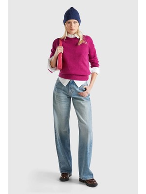 United Colors Of Benetton Fuşya Kadın / Kız Bn_bisiklet Yaka Shetland Kazak Model Kodu: 103ME1N235G2