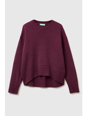 United Colors Of Benetton Mürdüm Kadın / Kız Bn_yün Karışımlı Alt Kısmı Geniş Bisiklet Yaka Kazak Model Kodu: 1244D10BC1D3