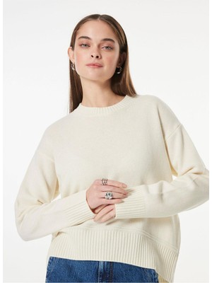 United Colors Of Benetton Krem Kadın / Kız Bn_yün Karışımlı Alt Kısmı Geniş Bisiklet Yaka Kazak Model Kodu: 1244D10BCKREM