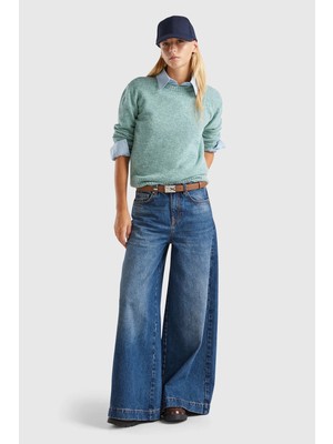 United Colors Of Benetton Su Yeşili Kadın / Kız Bn_bisiklet Yaka Shetland Kazak Model Kodu: 103ME1N23531