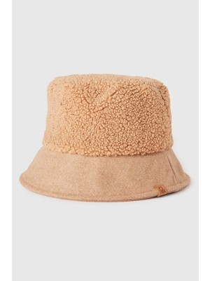 United Colors Of Benetton Yeşil Kadın / Kız Kdn_pamuk Karışımlı Logo Detaylı Suni Kürk Bucket Şapka Model Kodu: 63KHDA01D19W