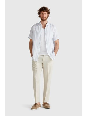 United Colors Of Benetton Bej Erkek ERK_%100 Keten Pantolon Model Kodu: 4AGH55HW8152