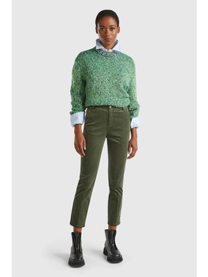 United Colors Of Benetton Yeşil Kadın / Kız Kdn_pamuk ve Modal Karışımlı Önü Cepli Kadife Chino Pantolon Model Kodu: 4MIQDF07W12G