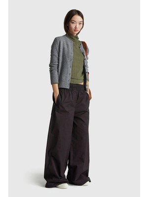 United Colors Of Benetton Siyah Kadın / Kız KDN_%100 Pamuk Beli Lastikli Geniş Paça Pantolon Model Kodu: 4PAXDF0A4100