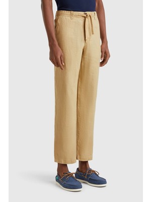 United Colors Of Benetton Bej Erkek ERK_%100 Keten Beli Ipli Pantolon Model Kodu: 4AGHUF00MBEJ
