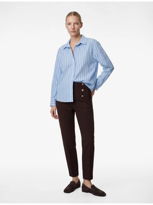 Koton Kahverengi Kadın / Kız Düğme Detaylı Cepli Yüksek Bel Slim Fit Cigarette Pantolon Model Kodu: 6SAK40273UWKAHVERENGI