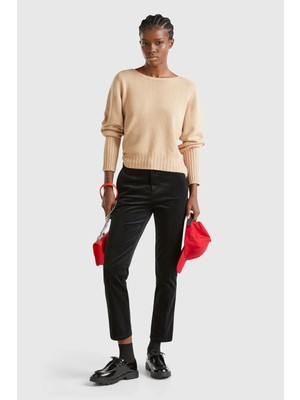 United Colors Of Benetton Siyah Kadın / Kız Kdn_pamuk ve Modal Karışımlı Önü Cepli Kadife Chino Pantolon Model Kodu: 4MIQDF07W100