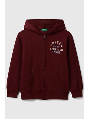 United Colors Of Benetton Mürdüm Erkek Ej_önü Logo Detaylı Fermuarlı Kapüşonlu Sweatshirt Model Kodu: 3J68C505C129