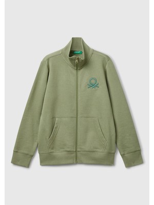 United Colors Of Benetton Adaçayı Yeşili Erkek Ej_logolu Sweatshirt Model Kodu: 3J68C501B26K