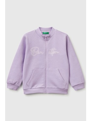 United Colors Of Benetton Lila Kadın / Kız Kk_simli Benetton Logo Işlemeli Fermuarlı Sweatshirt Model Kodu: 3J70G503NLILA