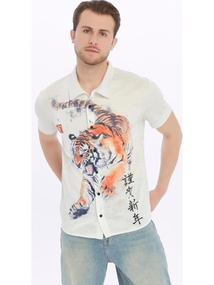 S-Ponder  Desenli Bütünleşen Tasarım Erkek Gömleği – %100 Polyester