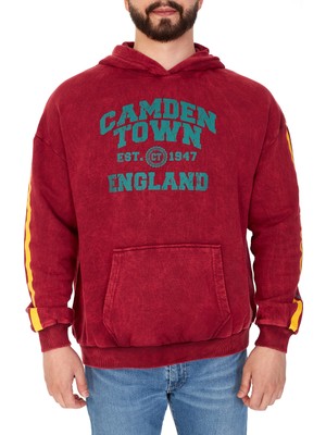 S-Ponder Erkek "two Lıne Camden" Baskılı Kapüşonlu Hoodie  %100 Pamuklu Uzun Kollu