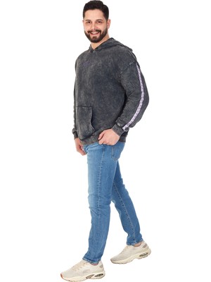 S-Ponder Erkek "what??" Baskılı Kapüşonlu Hoodie  %100 Pamuklu Uzun Kollu