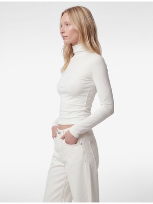 Koton Koyun Yünü Karışımlı Slim Fit Uzun Kollu Dik Yaka Tişört
