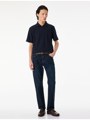 Koton Regular Fit Kısa Kollu Waffle Dokulu Yarım Fermuarlı Polo Yaka Tişört