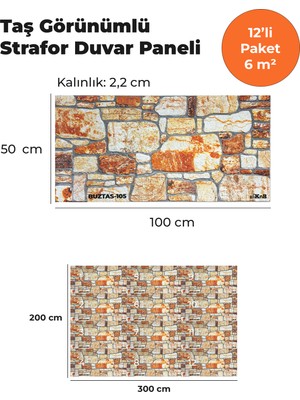 KnB Duvar Paneli ve Söve Buztaş Görünümlü  Strafor Duvar Paneli (12'li Paket)