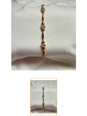 Gold Oval Detaylı Taşlı Bileklik