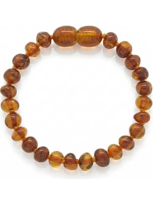 Tesbihane Bal Rengi Doğal Damla Kehribar Bebek Bileklik