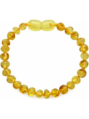 Tesbihane Sarı-Beyaz Renk Doğal Damla Kehribar Bebek Bileklik