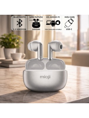 Mioji Air Buds 3 Kablosuz 5.3 Ios Android Windows Pc ve Tüm Telefonlar ile Uyumlu Bluetooth Kulaklık - Gümüş