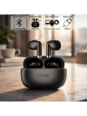 Mioji Air Buds 3 Kablosuz 5.3 Ios Android Windows PC ve Tüm Telefonlar ile Uyumlu Bluetooth Kulaklık - Siyah