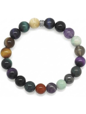 Tesbihane Küre Kesim Multicolor Doğaltaş Kombinli Genç Başarı Bilekliği