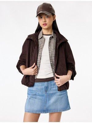 Koton Pamuklu Cepli Düğmeli Mini A Kesim Denim Etek