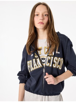 Koton Uzun Kollu Kapüşonlu Fermuarlı Crop Sweatshirt