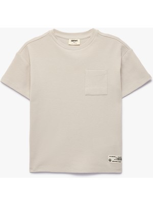 Koton Pamuklu Cepli Kısa Kollu Bisiklet Yaka Oversize Tişört