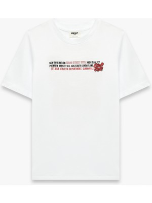 Koton Bisiklet Yaka Kısa Kollu Pamuklu Arkası Baskılı Tişört