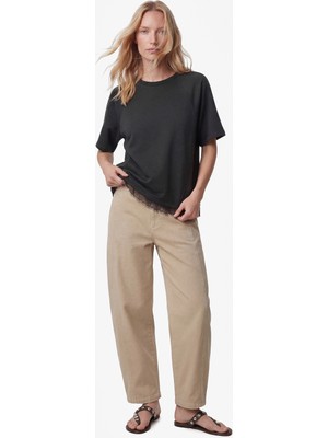 Koton Modal Kumaş Slim Fit Kısa Kollu Bisiklet Yaka Dantel Detaylı Tişört