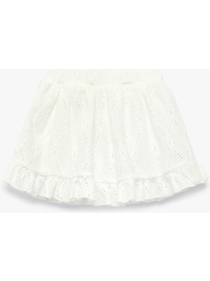Koton Beli Lastikli Fırfır Detaylı A Kesim Brodeli Etek