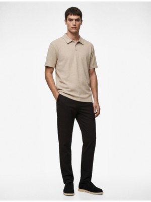 Koton Regular Fit Kısa Kollu Dokulu Pamuklu Polo Yaka Tişört