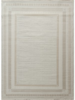 Sultan Halı Agah Serisi Krem & Vizon Renkli Desenli Bordür Halı KF406