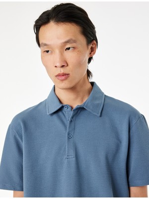 Koton Regular Fit Kısa Kollu Dokulu Pamuklu Polo Yaka Tişört