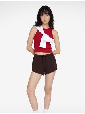Koton Slim Fit Beli Bağcıklı Biyeli Mini Şort