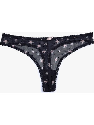 Koton Kurdele Detaylı Çiçekli Tül String Külot