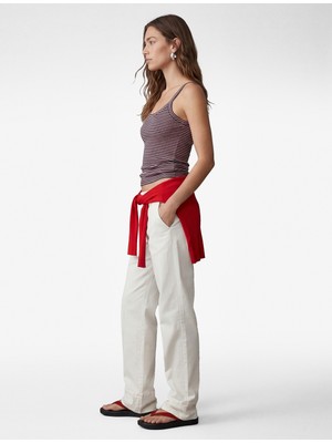 Koton Pamuklu Çizgili Ince Askılı Üst