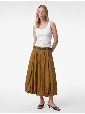 Koton Yüksek Bel Kemer Detaylı Paraşüt Kumaş Midi Balon Etek