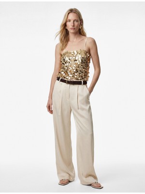 Koton Ince Askılı Pullu Payetli Bluz