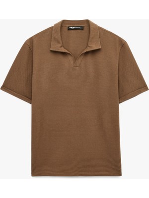 Koton Regular Fit Kısa Kollu Dokulu Basic Polo Yaka Tişört