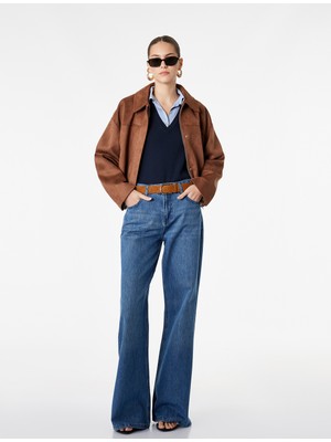 Koton Normal Bel Pamuklu Cepli Kemerli Ispanyol Paça Jean Pantolon - Flare Jeans