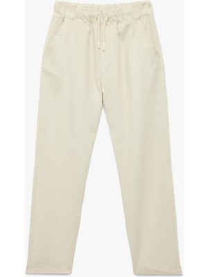 Koton Cepli Keten ve Pamuk Karışımlı Beli Bağcıklı Basic Pantolon