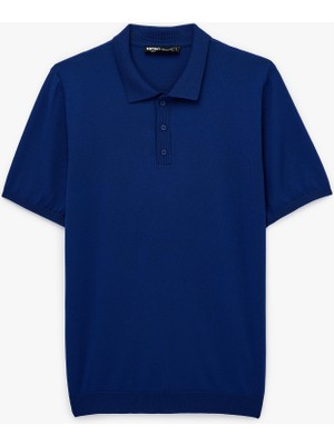 Koton Regular Fit Erkek Polo Yaka Lacivert Düğmeli Kısa Kollu Triko Tişört