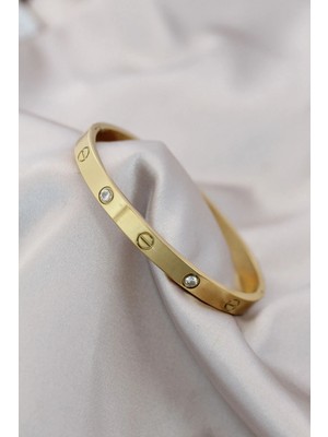 DS LLC Ietaks™ 316L Çelik Gold Renk Zirkon Taşlı Bileklik