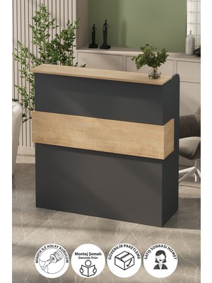 Bofigo Resepsiyon Masası Ofis Masası Karşılama Masası Karşılama Bankosu Safir Meşe Antrasit