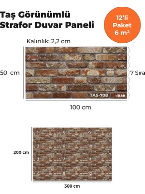 KnB Duvar Paneli ve Söve Taş Görünümlü Strafor Duvar Paneli (12'li Paket)