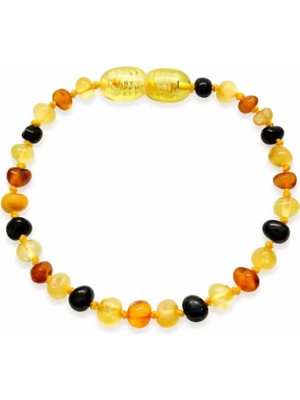 Tesbihane Oval Form Multicolor Doğal Damla Kehribar Bebek Bileklik