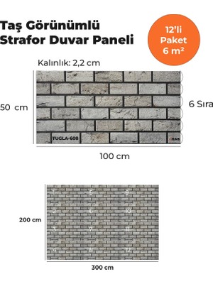 KnB Duvar Paneli ve Söve Tuğla Görünümlü  Strafor Duvar Paneli (12'li Paket)